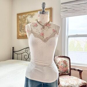 y2k express ivory lace trim cami size small